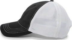 Pacific Headwear V67 Vintage Trucker Mesh Snapback Cap - Black White - Black White / 7’’ - 7 7/8’’
