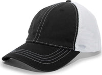 Pacific Headwear V67 Vintage Trucker Mesh Snapback Cap - Black White - Black White / 7’’ - 7 7/8’’