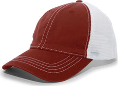 Pacific Headwear V67 Vintage Trucker Mesh Snapback Cap - Cardinal White - Cardinal White / 7’’ - 7 7/8’’