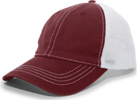 Pacific Headwear V67 Vintage Trucker Mesh Snapback Cap - Maroon White - Maroon White / 7’’ - 7 7/8’’
