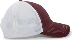 Pacific Headwear V67 Vintage Trucker Mesh Snapback Cap - Maroon White - Maroon White / 7’’ - 7 7/8’’
