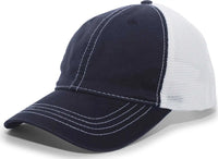 Pacific Headwear V67 Vintage Trucker Mesh Snapback Cap - Navy White - Navy White / 7’’ - 7 7/8’’