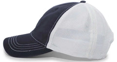 Pacific Headwear V67 Vintage Trucker Mesh Snapback Cap - Navy White - Navy White / 7’’ - 7 7/8’’