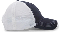 Pacific Headwear V67 Vintage Trucker Mesh Snapback Cap - Navy White - Navy White / 7’’ - 7 7/8’’