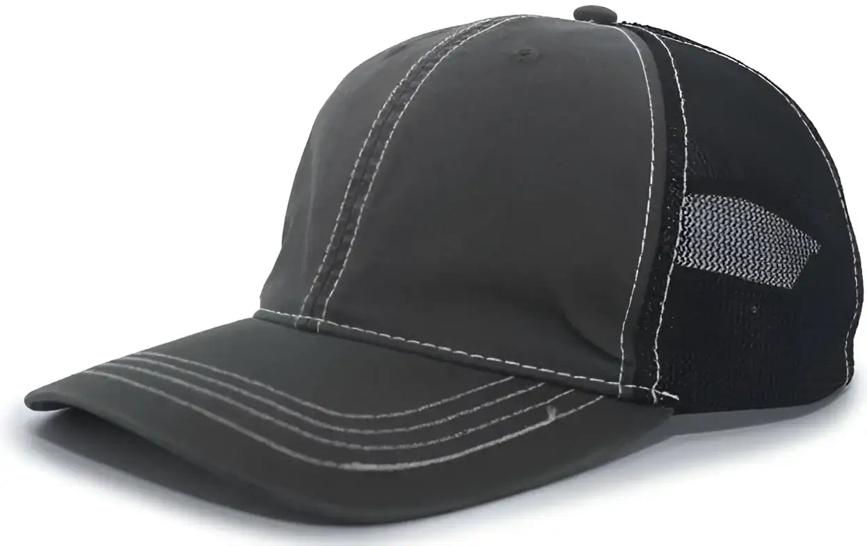 Pacific Headwear V67 Vintage Trucker Snapback Cap - Charcoal Black Charcoal - Charcoal Black Charcoal / 7’’ - 7 7/8’’