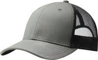 Port Authority C112 Snapback Trucker Cap - Heather Gray Black - Gray Black / One Size Fits Most