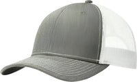 Port Authority C112 Snapback Trucker Cap - Heather Gray White - Gray White / One Size Fits Most