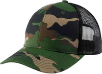 Port Authority C112 Snapback Trucker Cap - Woodland Camo Black - Muti-Color / One Size Fits Most
