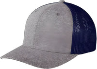 Port Authority C302 Flexfit Melange Mesh Back Trucker Cap -True Navy Gray Heather - Navy Gray / 7’’ - 7 3/8’’