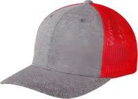 Port Authority C302 Flexfit Melange Mesh Back Trucker Cap -True Red Gray Heather - Red Gray / 7’’ - 7 3/8’’