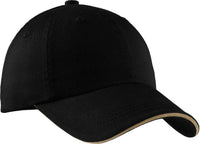 Port Authority C830 Sandwich Bill Cap with Striped Closure - Black Khaki - Black Khaki / 7 1/4’’ - 7 5/8’’