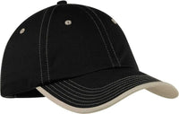 Port Authority C835 Vintage Washed Contrast Stitch Cap - Black Stone - Black / One Size Fits Most