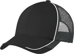 Port Authority C904 Colorblock Mesh Back Cap - Black White Magnet - Black Dark Gray / One Size Fits Most