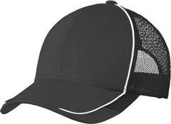 Port Authority C904 Colorblock Mesh Back Cap - Magnet White Black - Dark Gray Black / One Size Fits Most