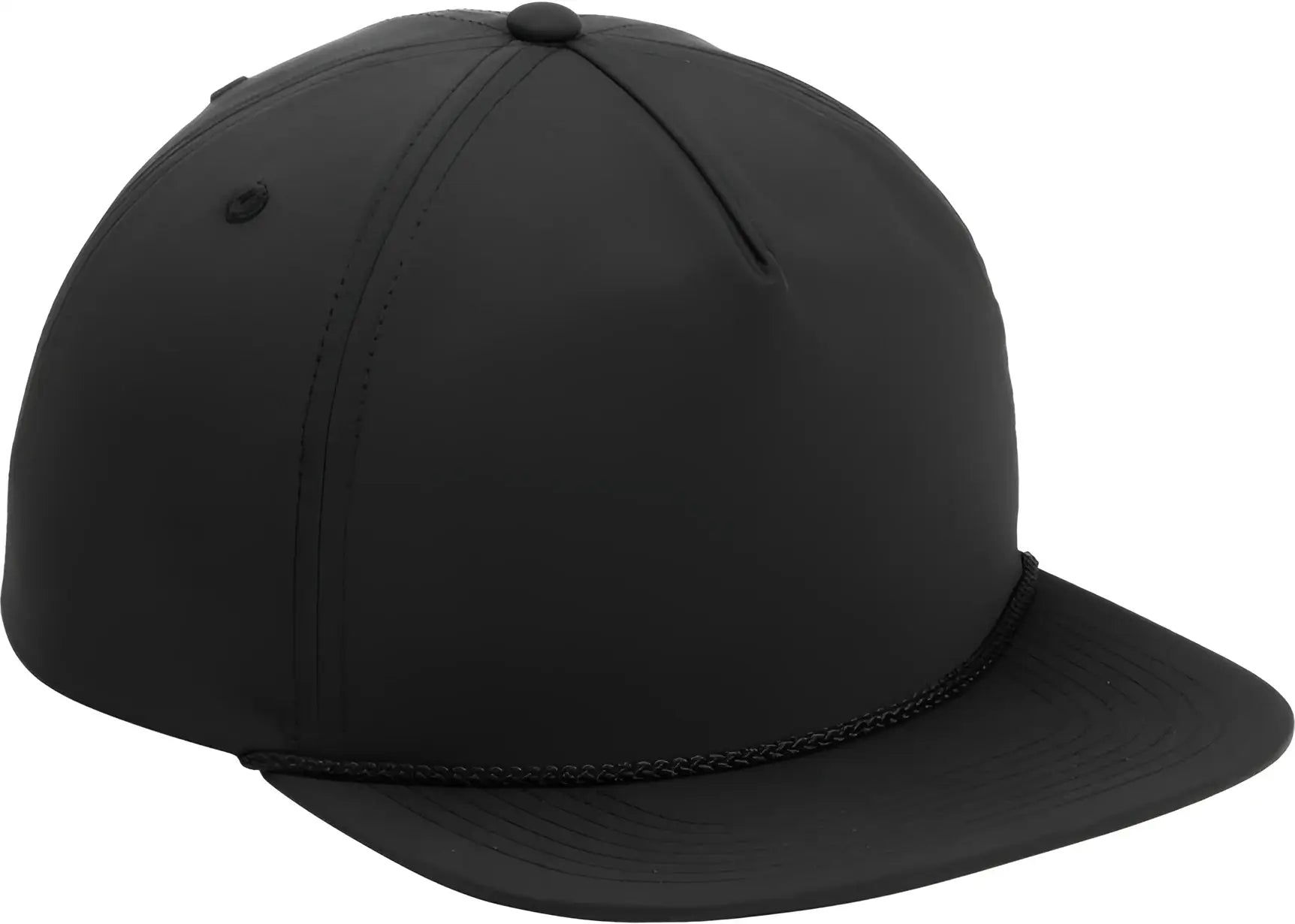Port Authority C981 5-Panel Poly Rope Cap - Black Black - Black/ Black / One Size Fits Most