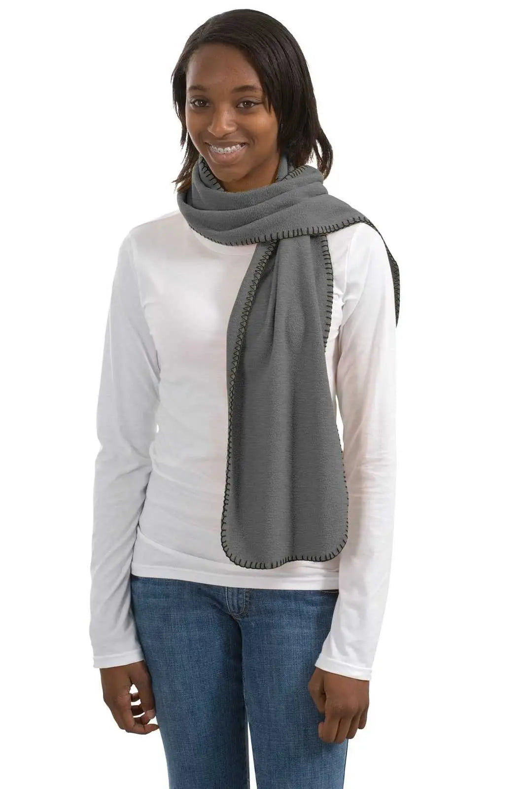 Port Authority FS01 R-Tek Fleece Scarf - Midnight Heather - Dark Gray / One Size Fits Most