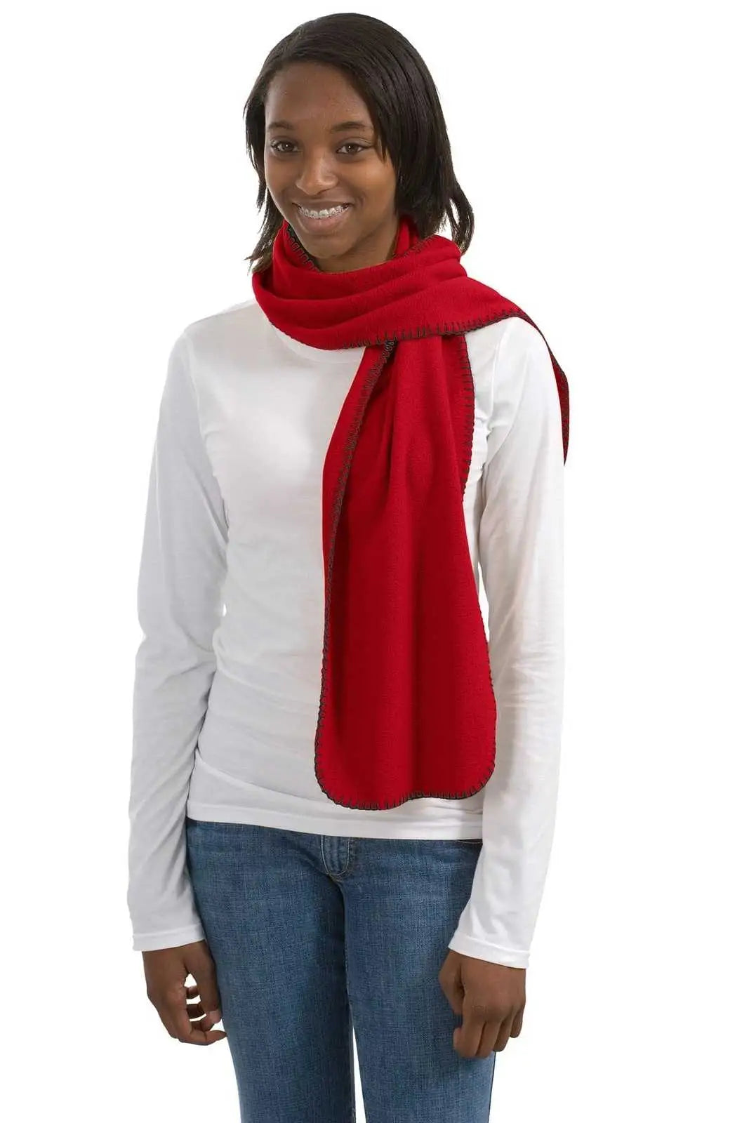 Port Authority FS01 R-Tek Fleece Scarf - Red - Red / One Size Fits Most
