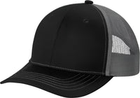 Port Authority YC112 Youth Snapback Trucker Cap - Black Grey Steel - Black Dark Gray / Youth OSFM