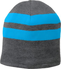 Port & Company C922 Fleece-Lined Striped Beanie Cap - Athletic Oxford Neon Blue - Dark Gray Blue / One Size Fits Most