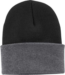 Port & Company CP90 Knit Cap with Cuff - Black Athletic Oxford - Black Dark Gray / One Size Fits Most
