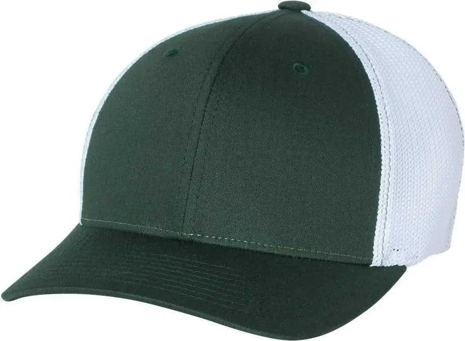 Richardson 110 Fitted Trucker with R-Flex Caps - Dark Green White - Forest White / SM-MD