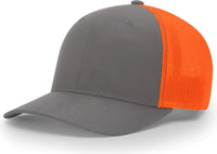 Richardson 110 R-Flex Trucker Cap - Charcoal Neon Orange - Dark Gray Orange / LG-XL