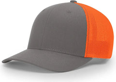 Richardson 110 R-Flex Trucker Cap - Charcoal Neon Orange - Dark Gray Orange / LG-XL