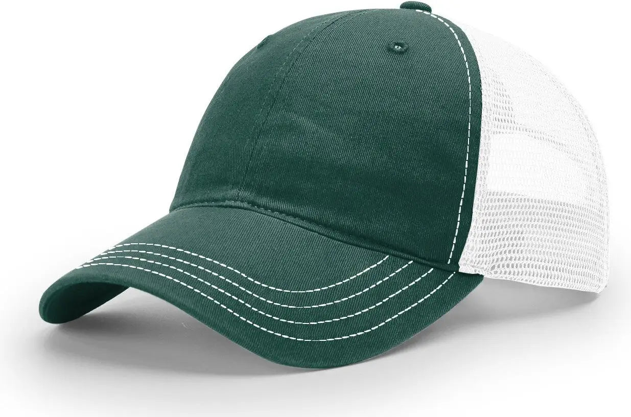Richardson 111 Garment Washed Trucker Cap - Dark Green White - Forest White / OSFM