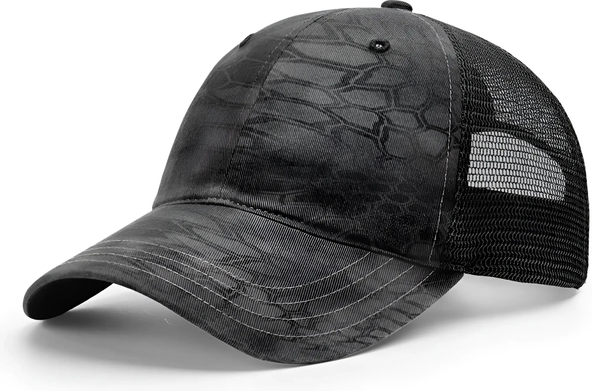 Richardson 111P Garment Washed Printed Trucker Cap - Kryptek Typhon Black - Kryptek Black / OSFM