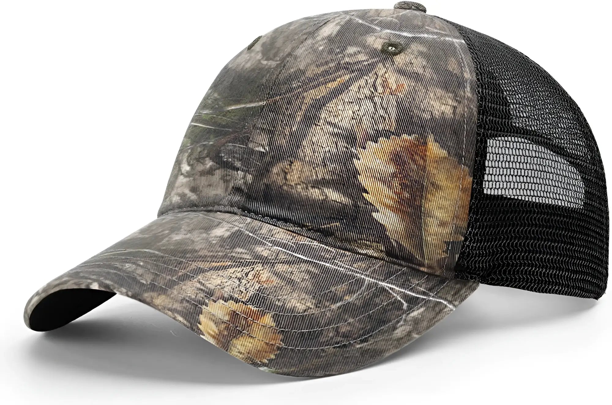 Richardson 111P Garment Washed Printed Trucker Cap - Mossy Oak Dna Black - Mossy Oak Black / OSFM