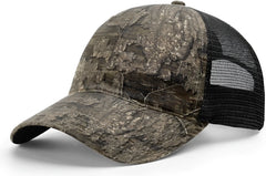 Richardson 111P Garment Washed Printed Trucker Cap - Realtree Timber Black - Realtree Timber Black / OSFM