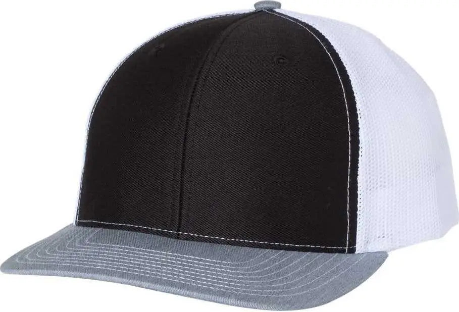 Richardson 112 Snapback Trucker Caps - Black White Heather Gray - Black White / OSFM