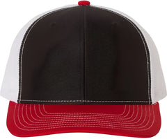 Richardson 112 Snapback Trucker Caps - Black White Red - Black White / OSFM