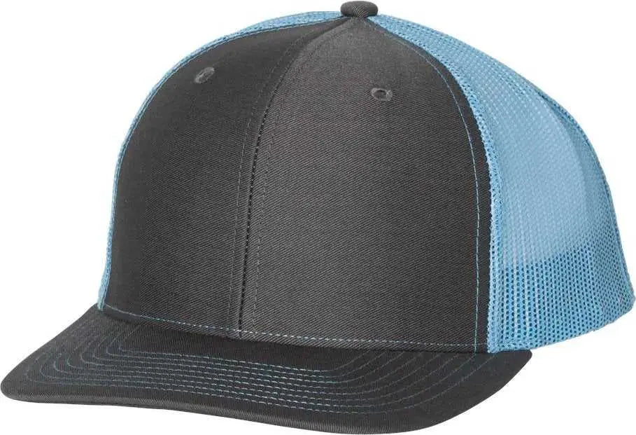Richardson 112 Snapback Trucker Caps - Charcoal Columbia Blue - Dark Gray Columbia Blue / OSFM