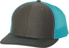 Richardson 112 Snapback Trucker Caps - Charcoal Neon Blue - Dark Gray Blue / OSFM