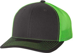 Richardson 112 Snapback Trucker Caps - Charcoal Neon Green - Dark Gray Green / OSFM
