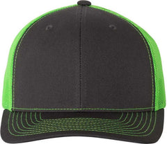 Richardson 112 Snapback Trucker Caps - Charcoal Neon Green - Dark Gray Green / OSFM