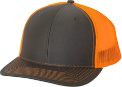 Richardson 112 Snapback Trucker Caps - Charcoal Neon Orange - Dark Gray Orange / OSFM