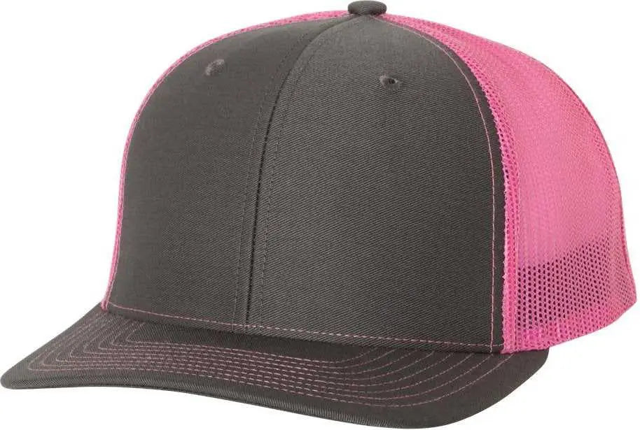 Richardson 112 Snapback Trucker Caps - Charcoal Neon Pink - Dark Gray Pink / OSFM