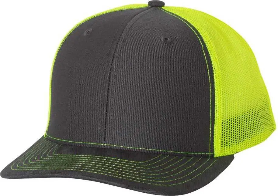 Richardson 112 Snapback Trucker Caps - Charcoal Neon Yellow - Dark Gray Yellow / OSFM