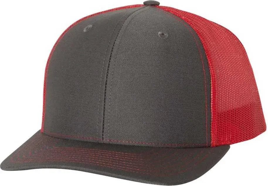 Richardson 112 Snapback Trucker Caps - Charcoal Red - Dark Gray Red / OSFM