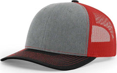 Richardson 112 Snapback Trucker Caps - Gray Red Black - Gray Red Black / OSFM