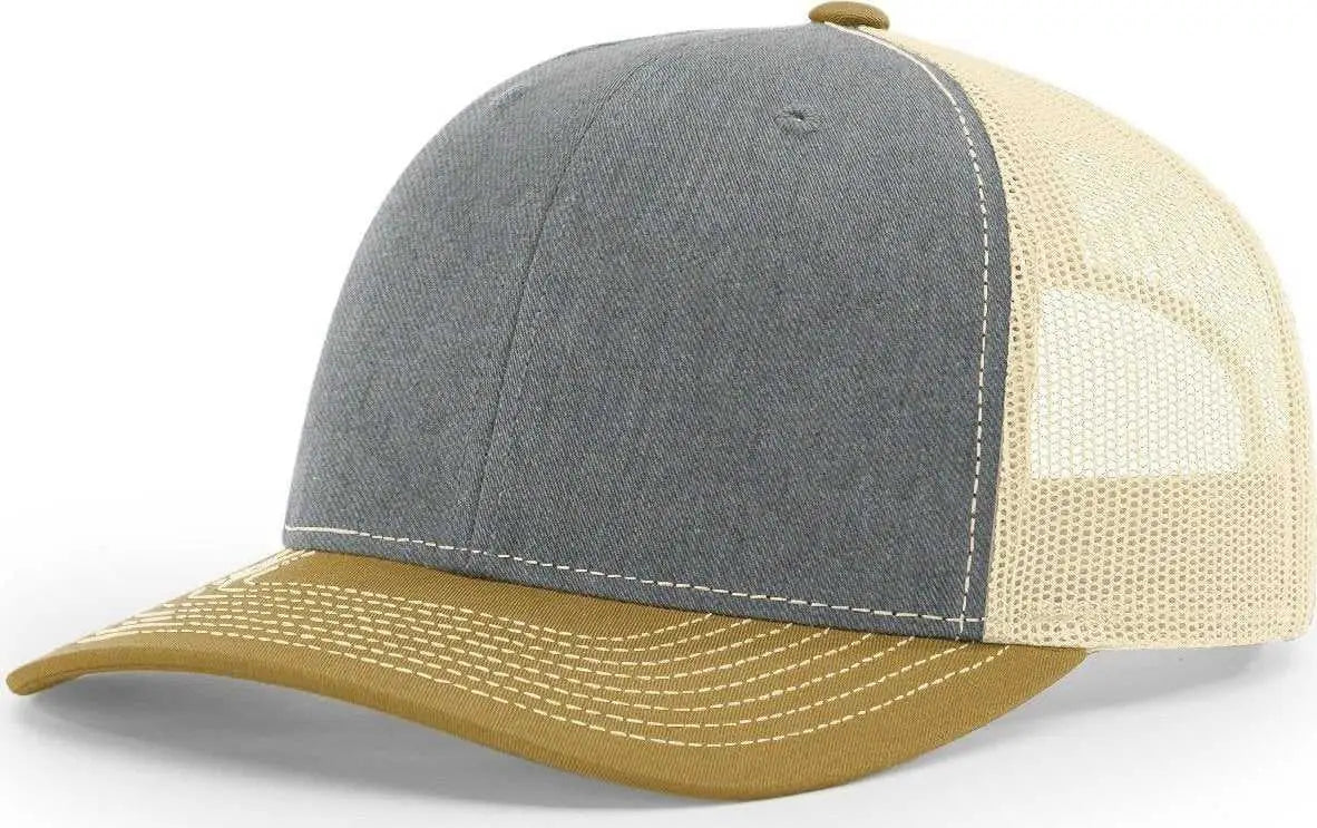 Richardson 112 Snapback Trucker Caps - Heather Grey Birch Amber Gold - Gray Gold / OSFM