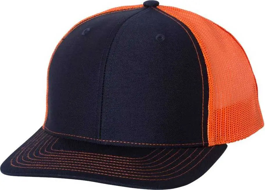 Richardson 112 Snapback Trucker Caps - Navy Orange - Navy Orange / OSFM