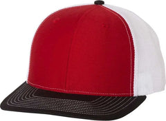 Richardson 112 Snapback Trucker Caps - Red White Black - Red Black / OSFM