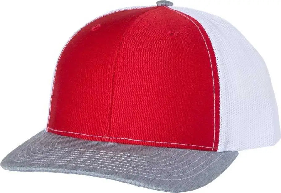 Richardson 112 Snapback Trucker Caps - Red White Heather Gray - Red Gray / OSFM