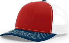 Richardson 112 Snapback Trucker Caps - Red White Navy - Red Navy / OSFM