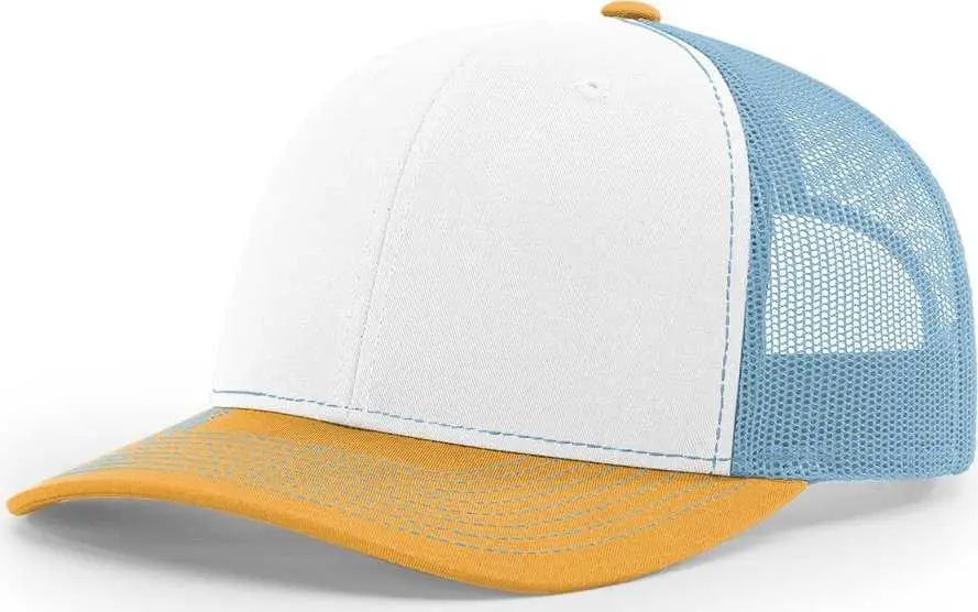 Richardson 112 Snapback Trucker Caps - White Columbia Blue Yellow - White Columbia Blue / OSFM