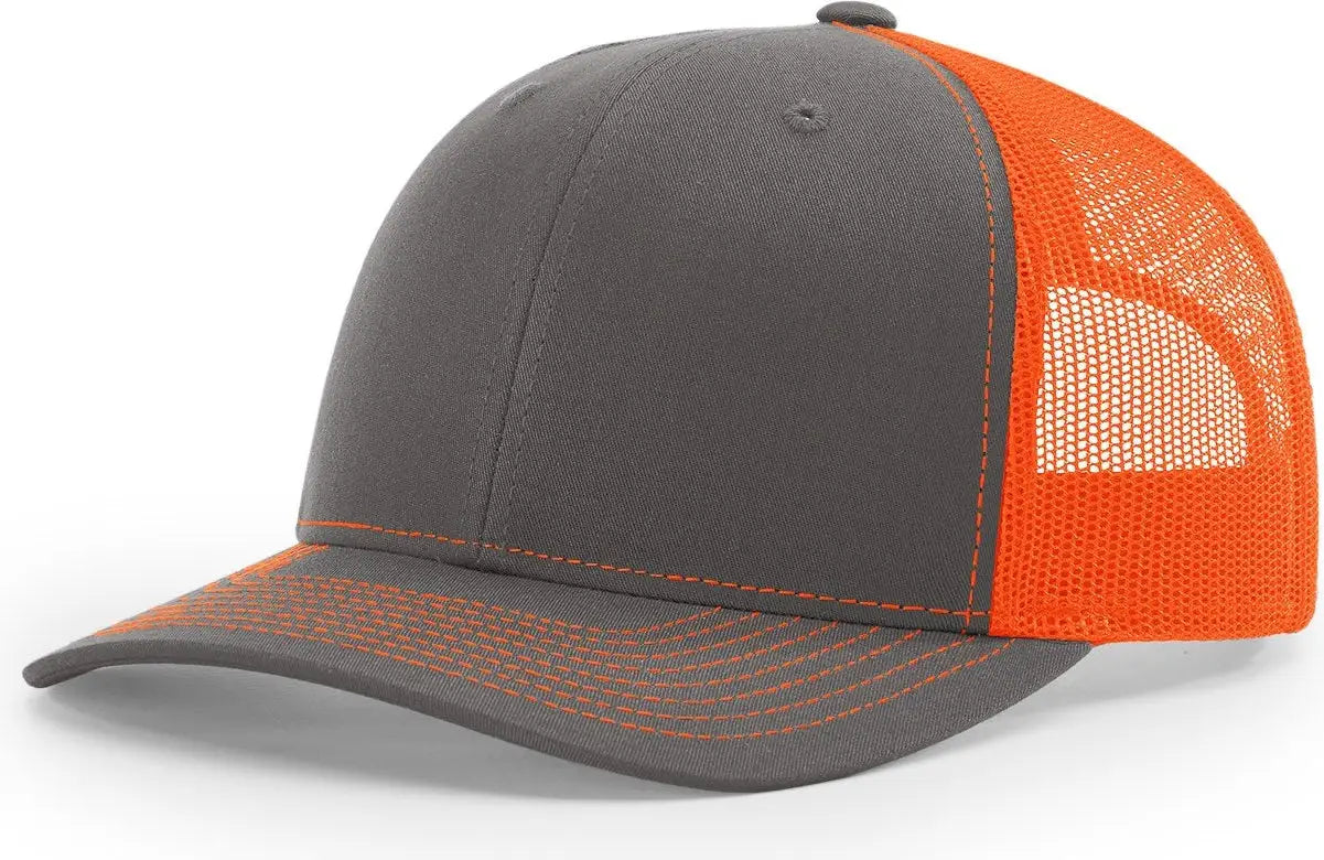 Richardson 112 Trucker Cap - Charcoal Neon Orange - Dark Gray Orange / OSFM