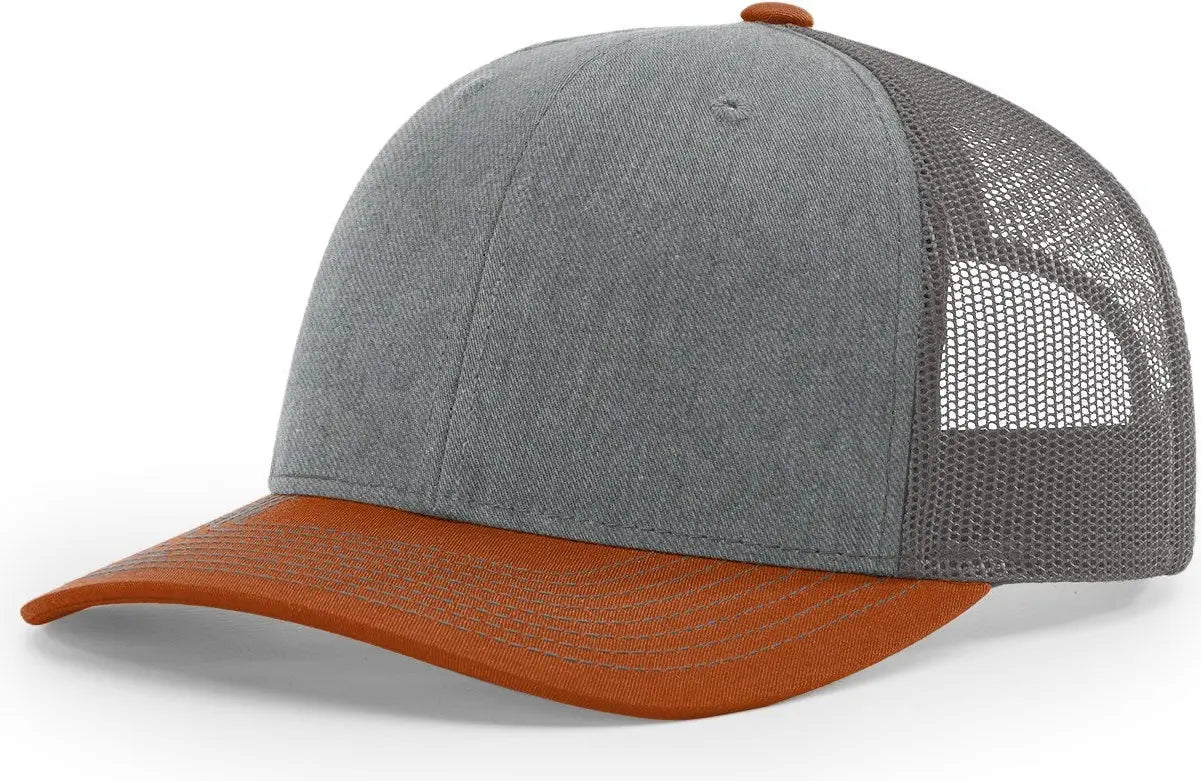 Richardson 112 Trucker Cap - Heather Gray Charcoal Dark Ora - Gray Dark Gray / OSFM